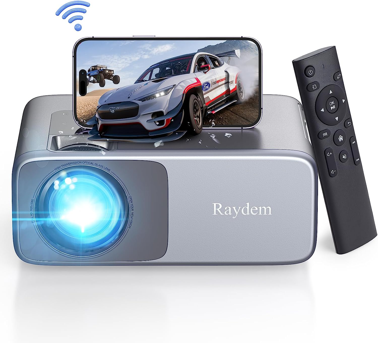 1080P Projector, 4K Outdoor Movie Projectors with WiFi and Bluetooth, Smart Video Projector Compatible with TV Stick, Native 550ANSI 13000L